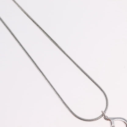 Christian Dior D logo Pendant Metal, Silver, Metal, Necklace