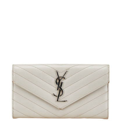 Saint Laurent Cassandre, White, Leather, wallet