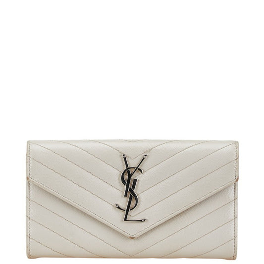 Saint Laurent Cassandre, White, Leather, wallet