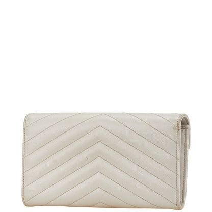 Saint Laurent Cassandre, White, Leather, wallet