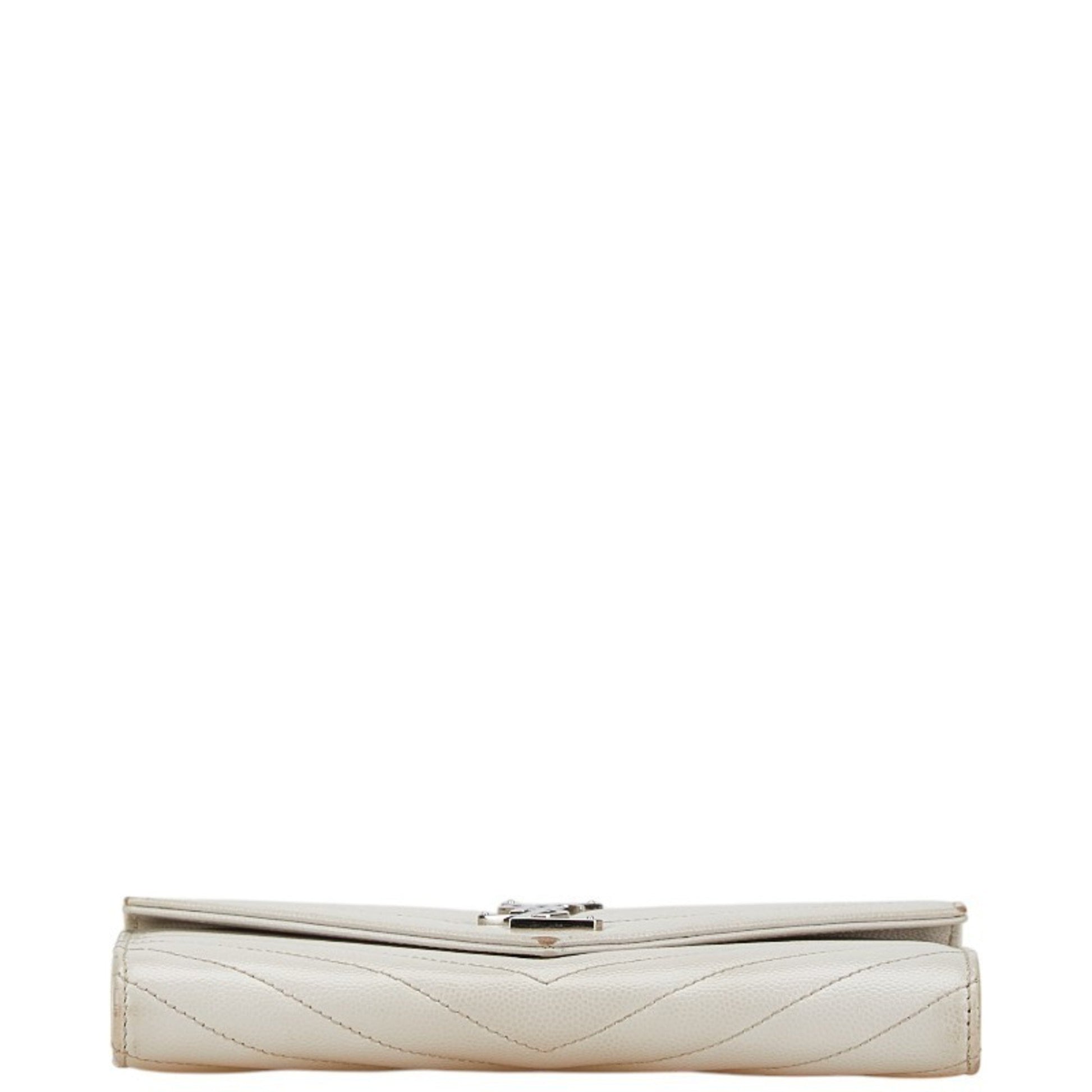 Saint Laurent Cassandre, White, Leather, wallet