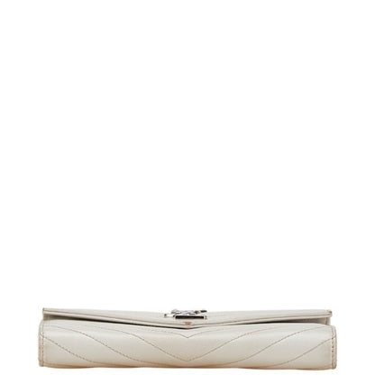 Saint Laurent Cassandre, White, Leather, wallet