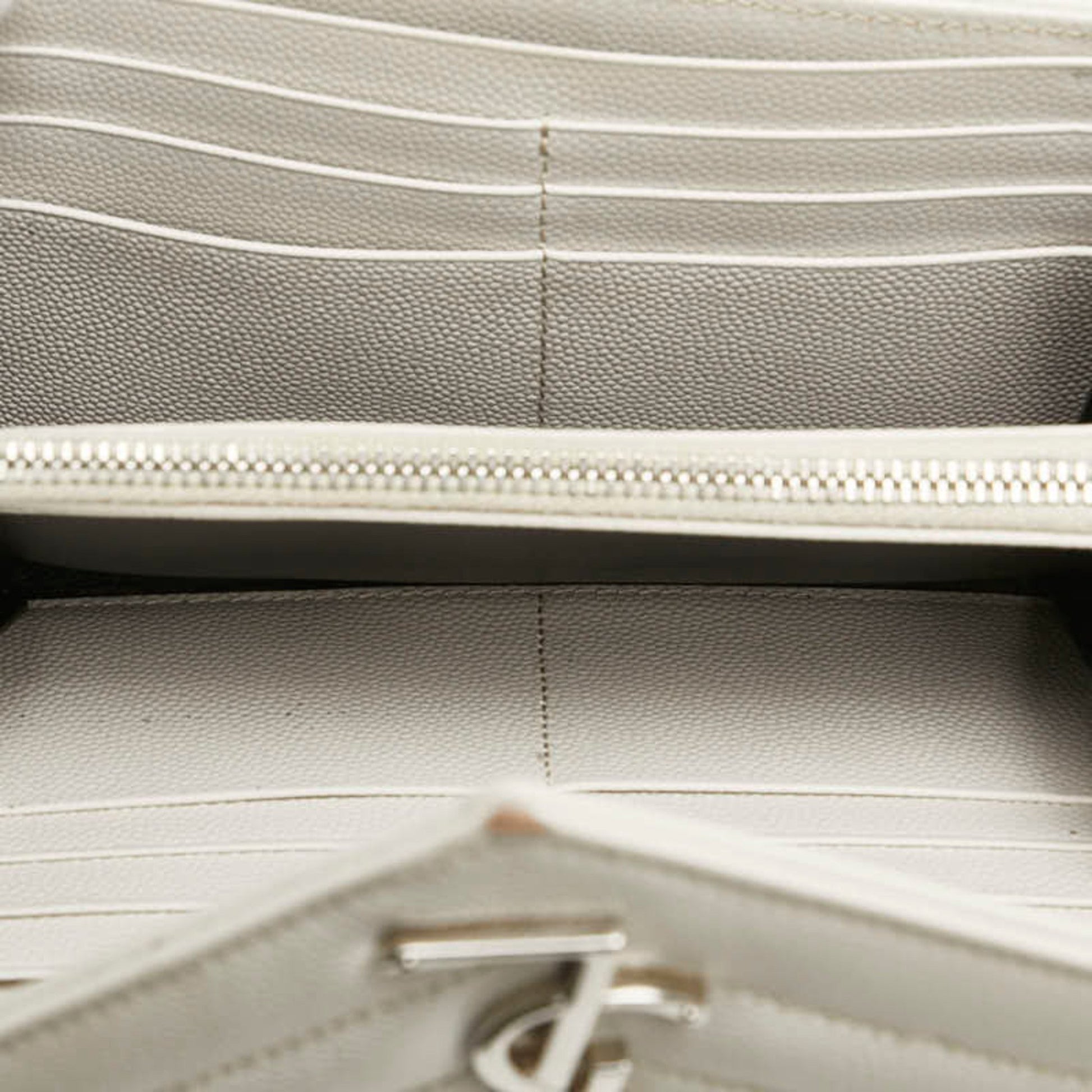 Saint Laurent Cassandre, White, Leather, wallet
