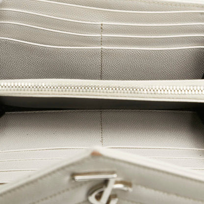 Saint Laurent Cassandre, White, Leather, wallet