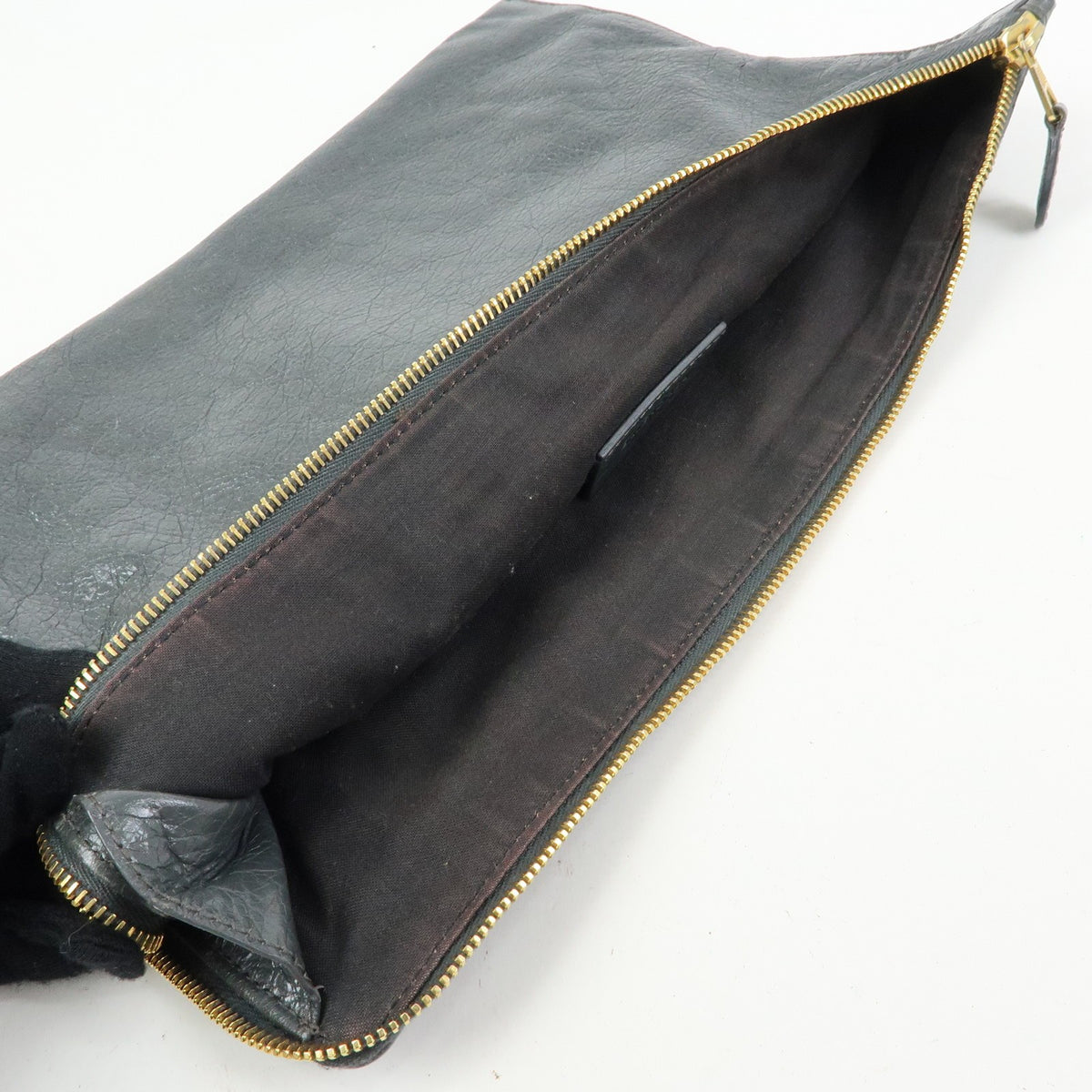 Balenciaga Zip Around Giant Studs Clutch Leather, Gray, Leather, Clutch