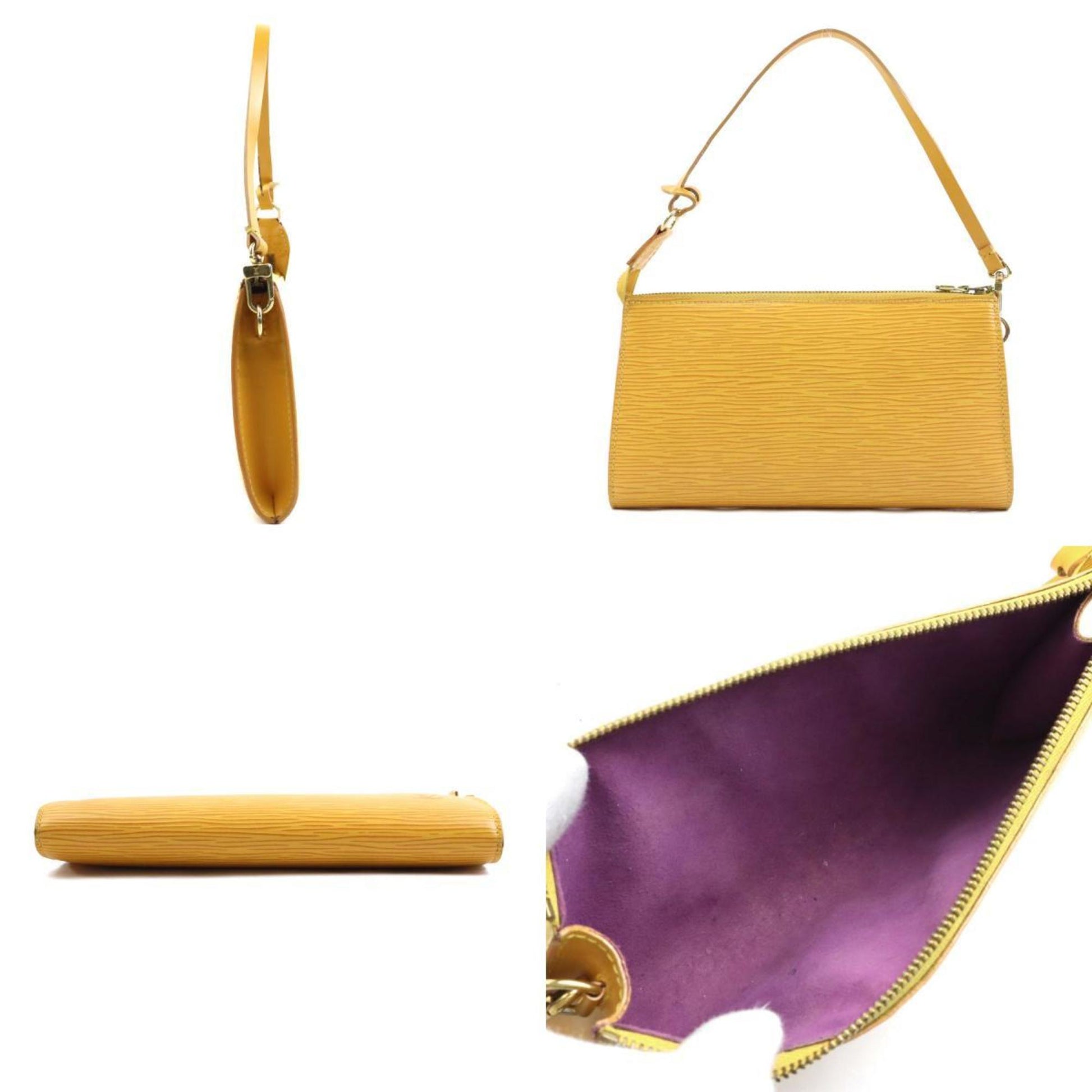 Louis Vuitton Pochette Accessoires Epi Leather, YELLOW, LEATHER, Handbag
