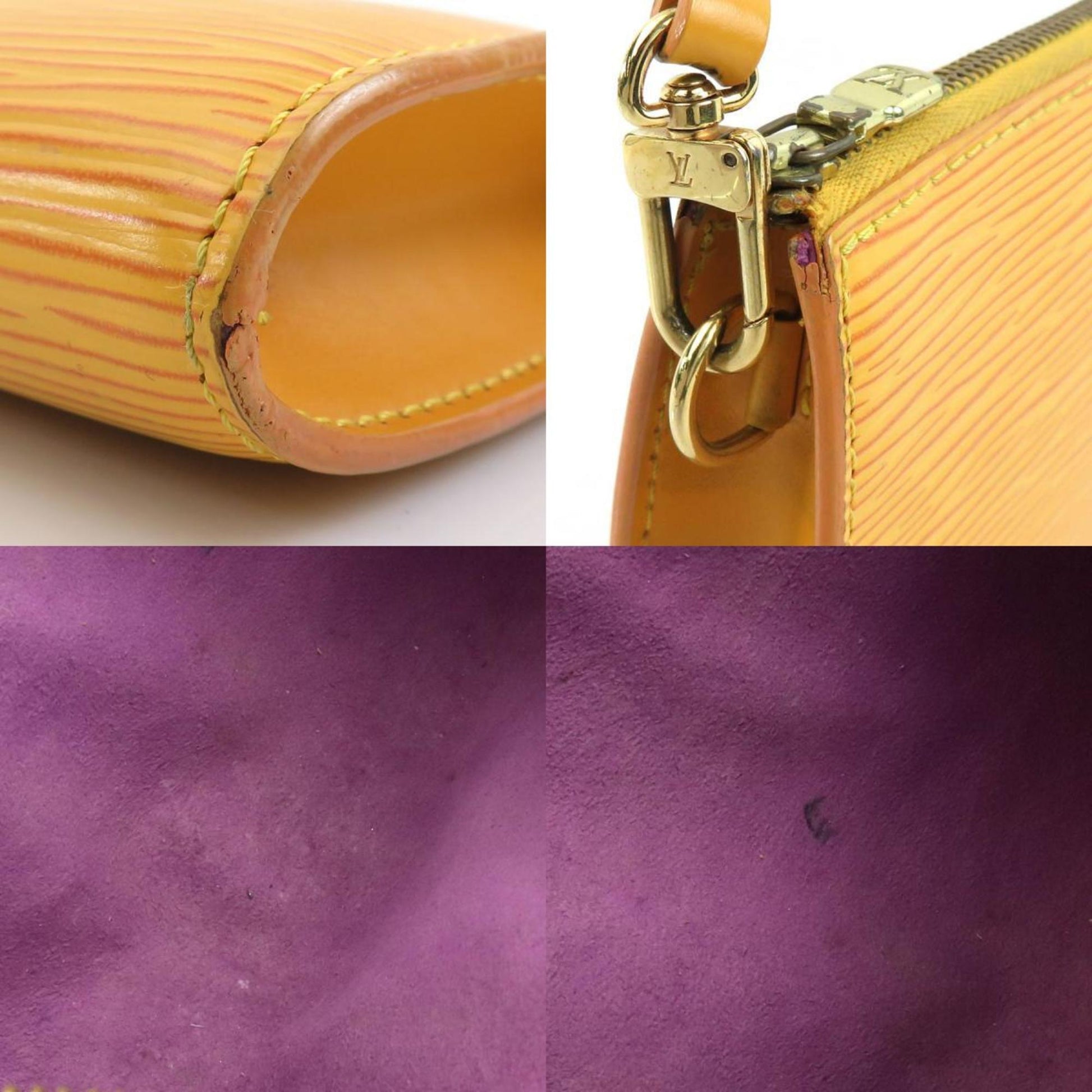 Louis Vuitton Pochette Accessoires Epi Leather, YELLOW, LEATHER, Handbag