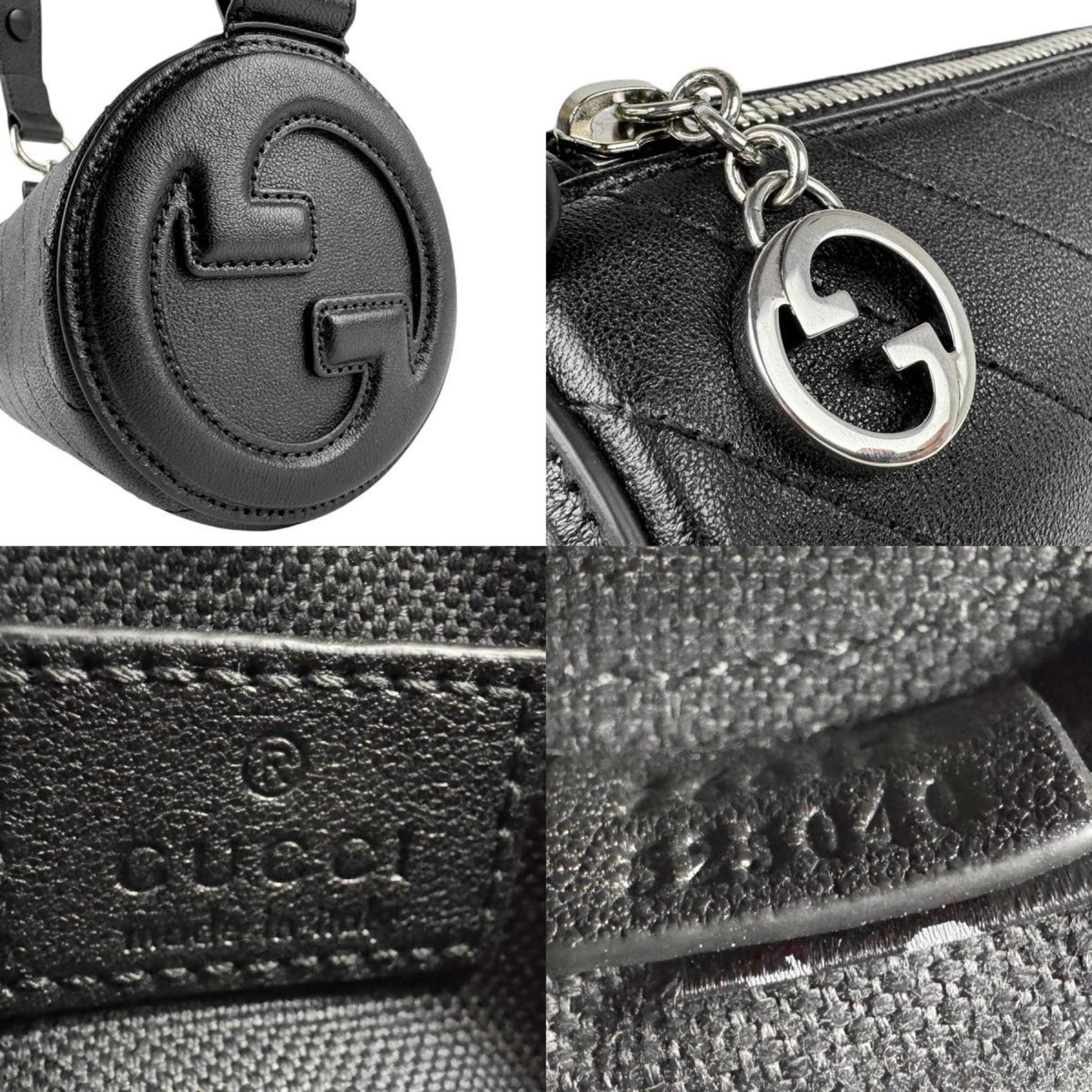 Gucci Interlocking G, Black, Leather, shoulder