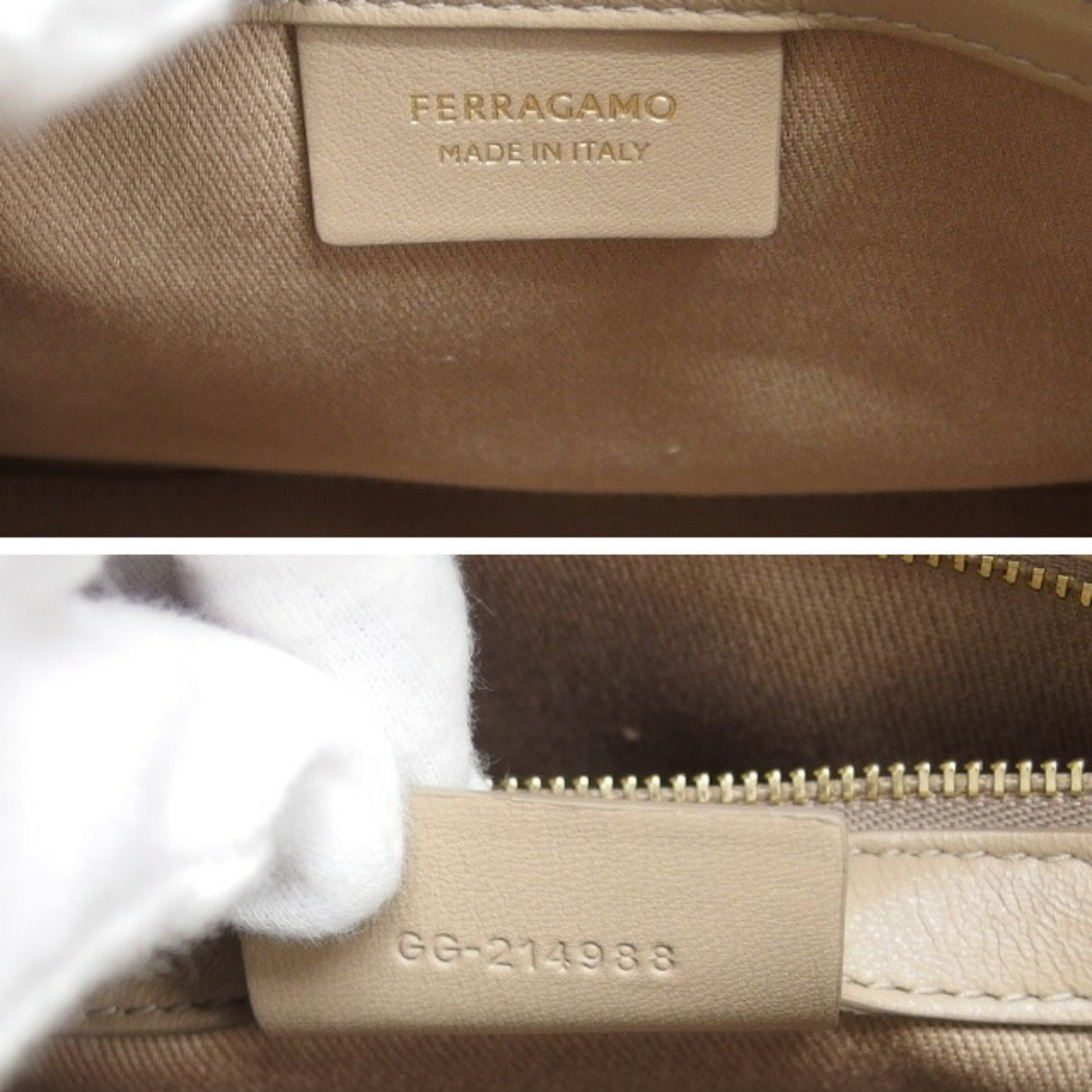 Salvatore Ferragamo, Beige, Canvas, tote