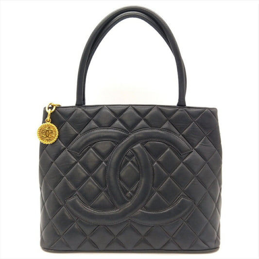Chanel Medaillon, Black, Leather, handbag