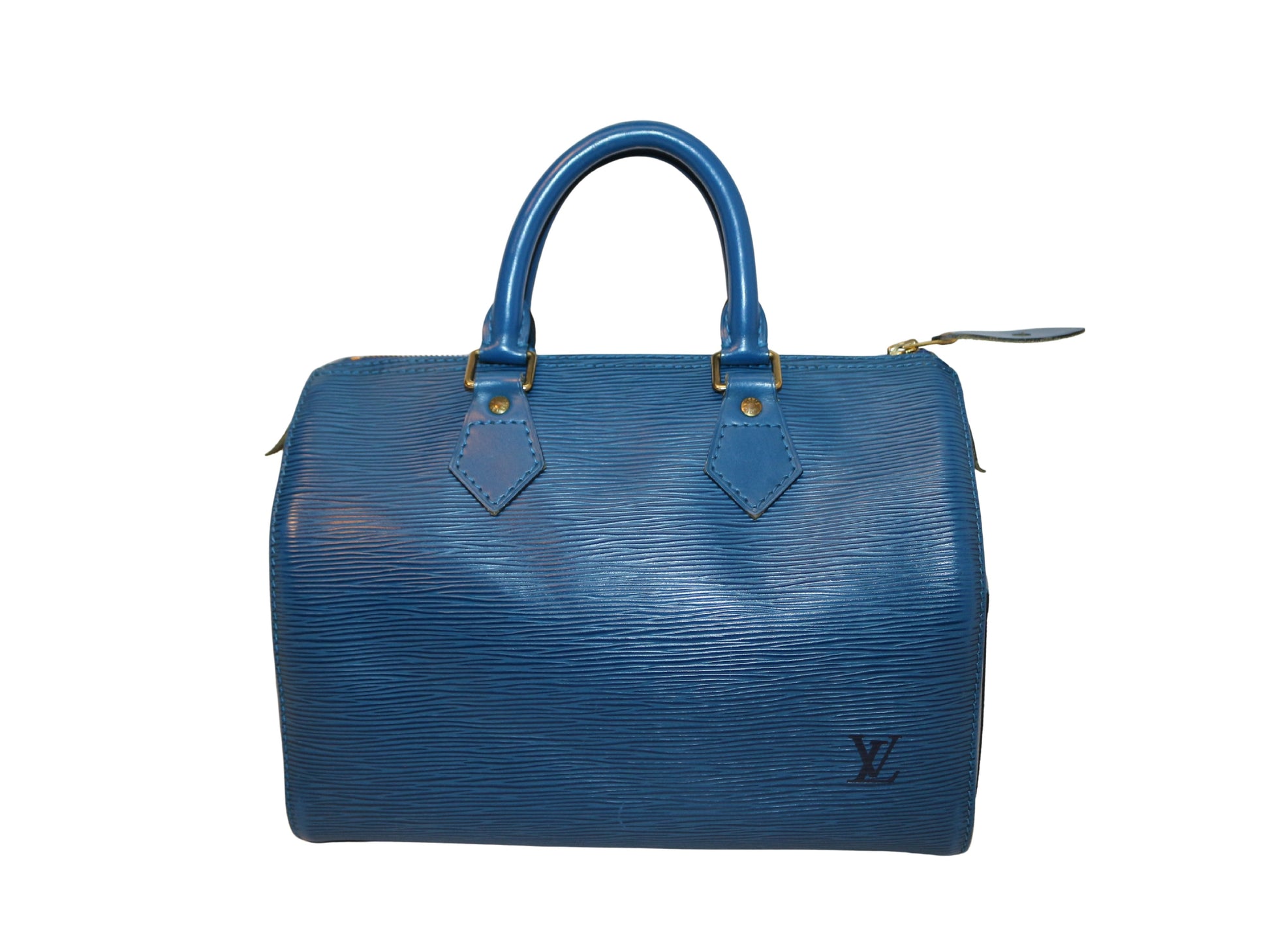 Louis Vuitton Speedy 25, Blue, Leather, handbag
