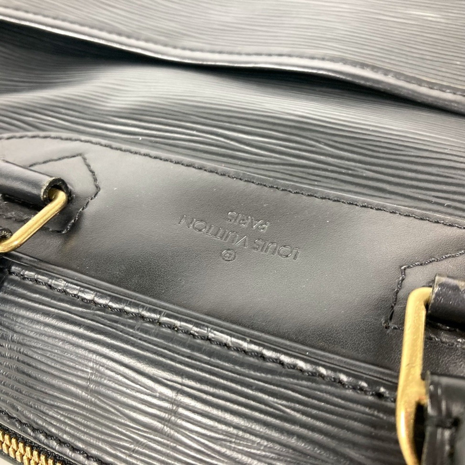 Louis Vuitton Deauville, Black, Leather, handbag