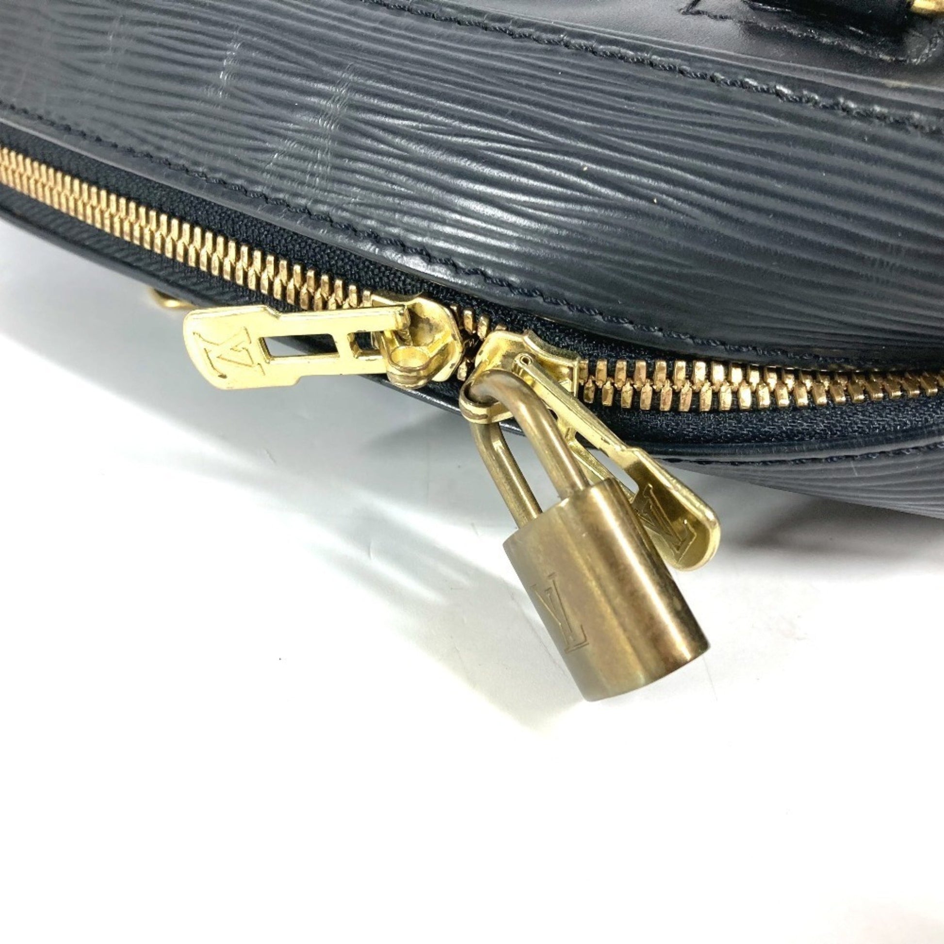 Louis Vuitton Deauville, Black, Leather, handbag
