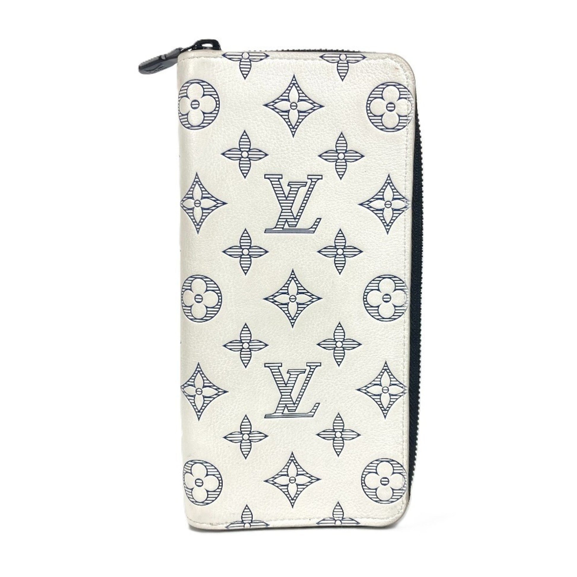 Louis Vuitton Zippy Wallet Vertical, White, Leather, wallet