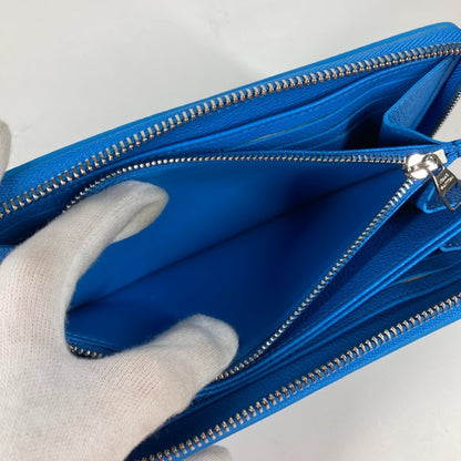 Louis Vuitton Portefeuille zippy, Blue, Leather, wallet
