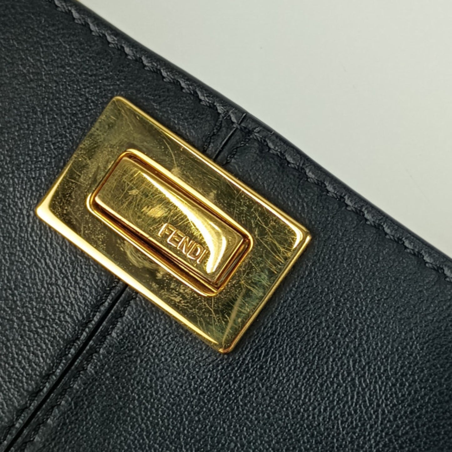 Fendi Peekaboo, Black, Leather, shoulder