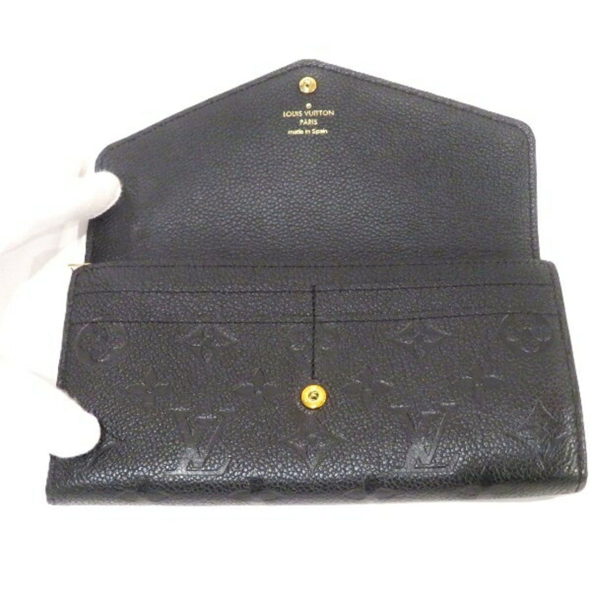 Louis Vuitton Sarah, Black, Leather, wallet