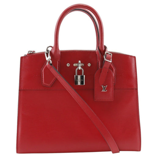 Louis Vuitton City steamer, Red, Leather, handbag
