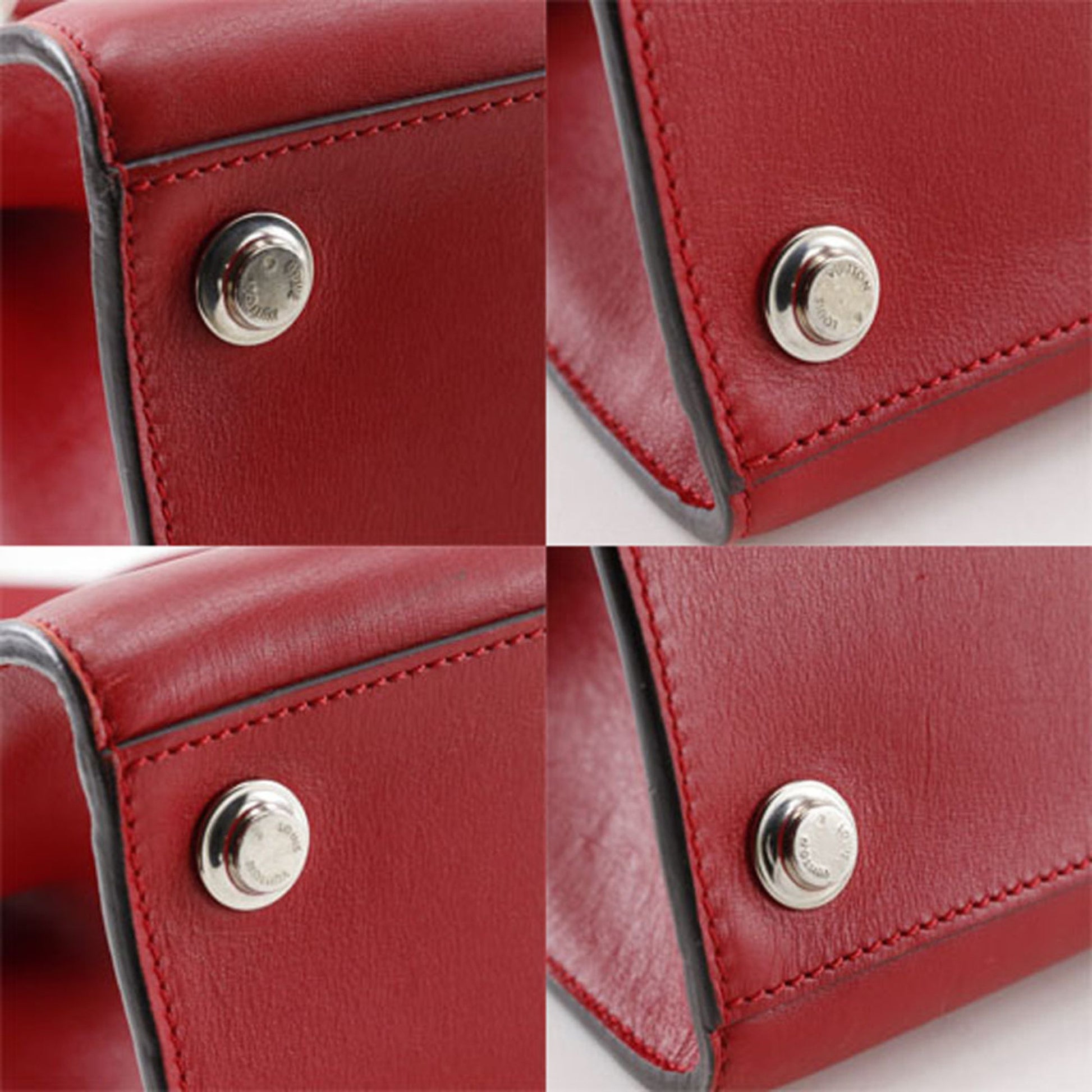 Louis Vuitton City steamer, Red, Leather, handbag