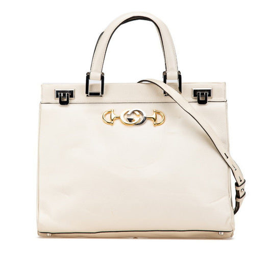 Gucci Horsebit, White, Leather, handbag