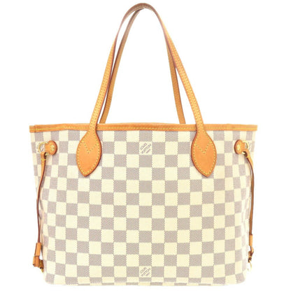 Louis Vuitton Neverfull PM, White, Canvas, tote