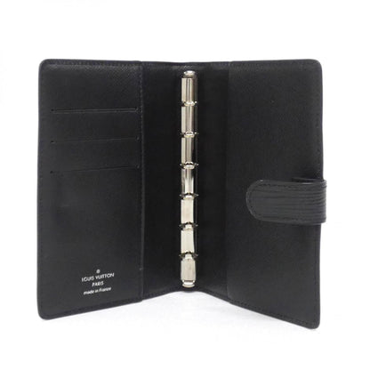 Louis Vuitton Agenda MM, Black, Leather, wallet