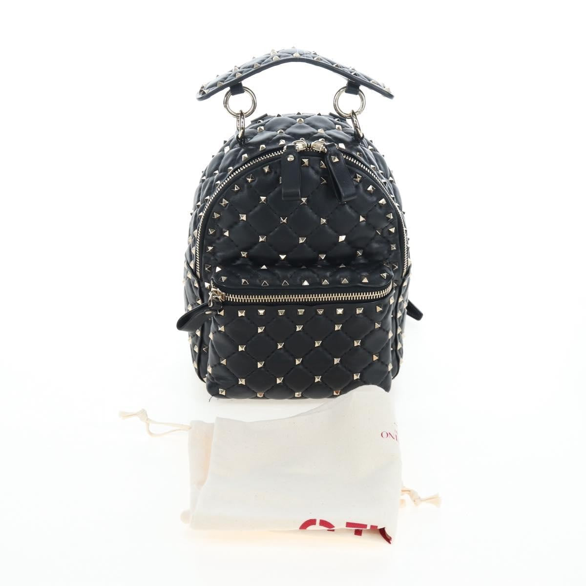 Valentino Garavani Rockstud Spike Quilted Leather, Black, Leather, Backpack