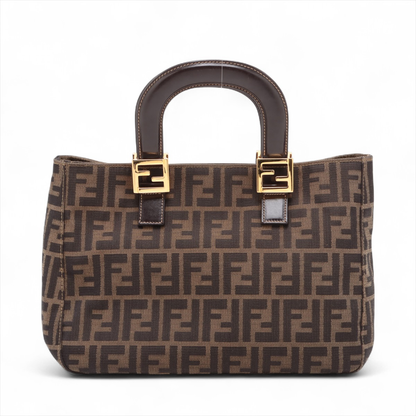 Fendi Vintage Zucca Handbag Zucca, BROWN, CANVAS, Handbag