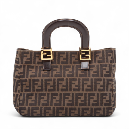 Fendi Vintage Zucca Handbag Zucca, BROWN, CANVAS, Handbag