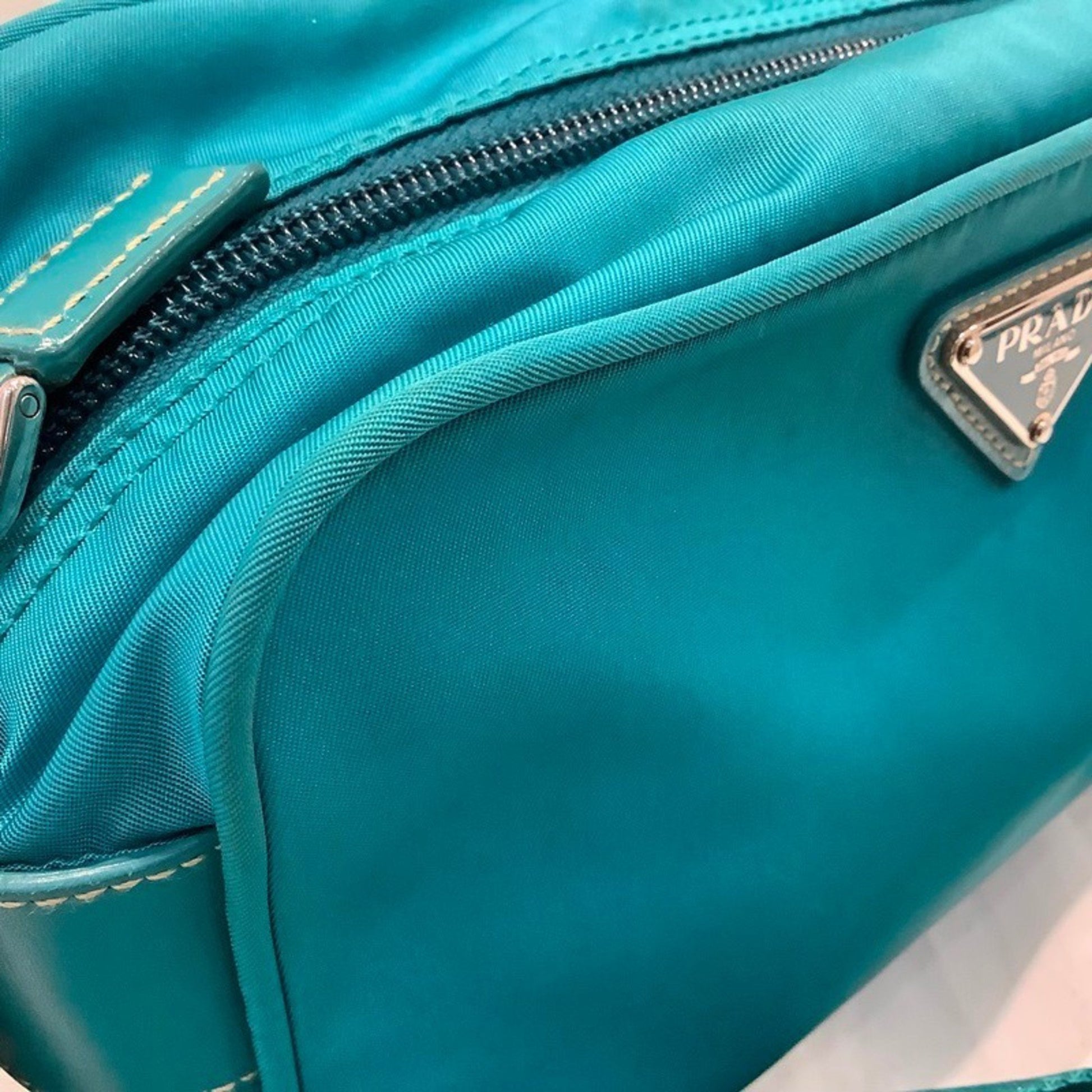 Prada Tessuto, Turquoise, NYLON, shoulder