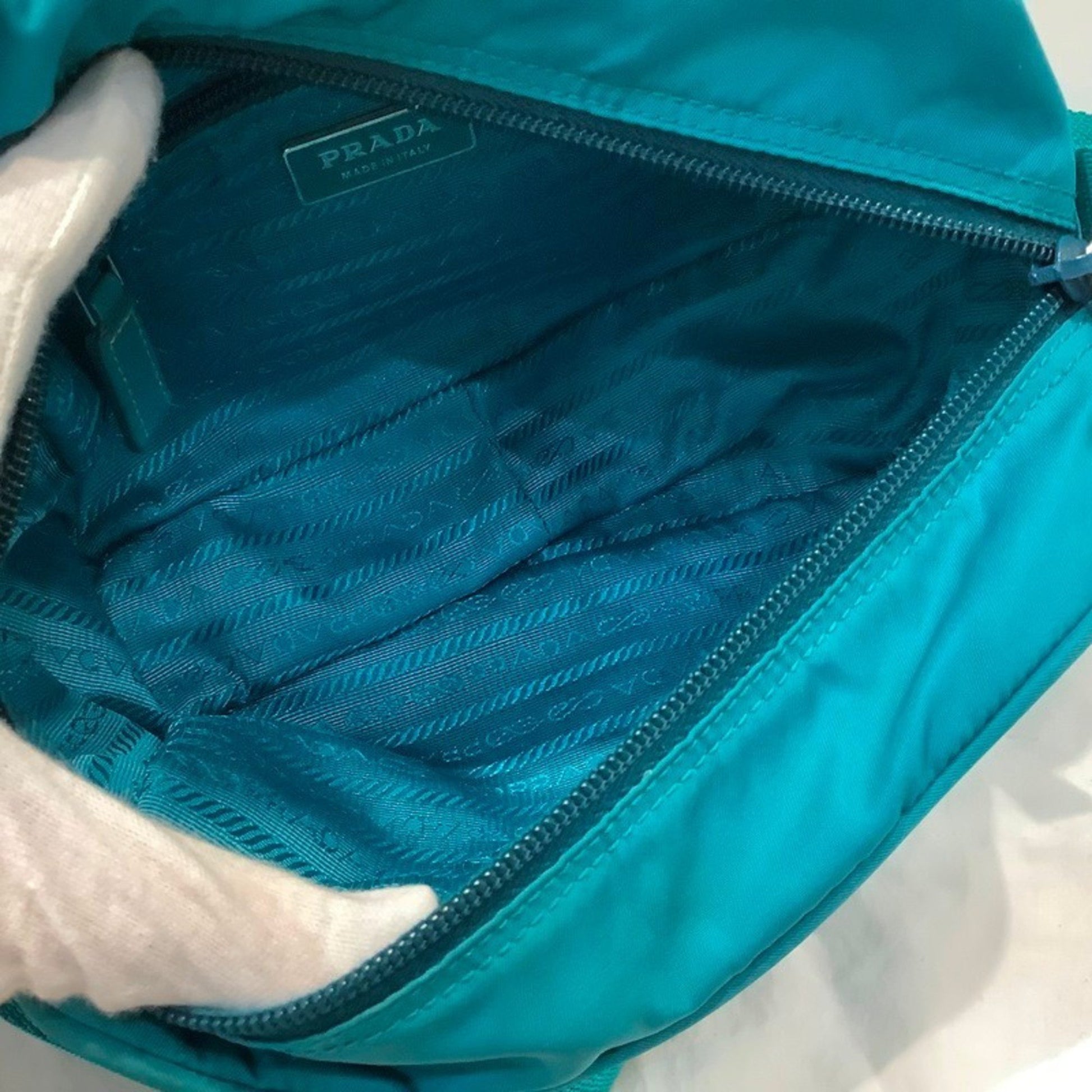 Prada Tessuto, Turquoise, NYLON, shoulder