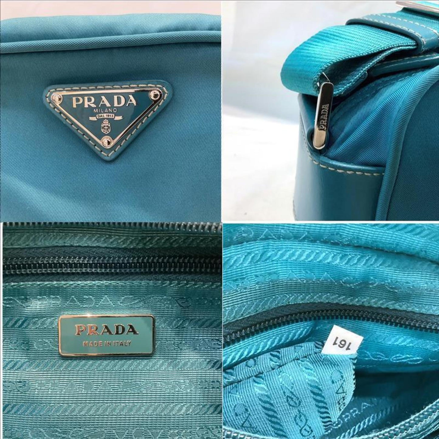 Prada Tessuto, Turquoise, NYLON, shoulder