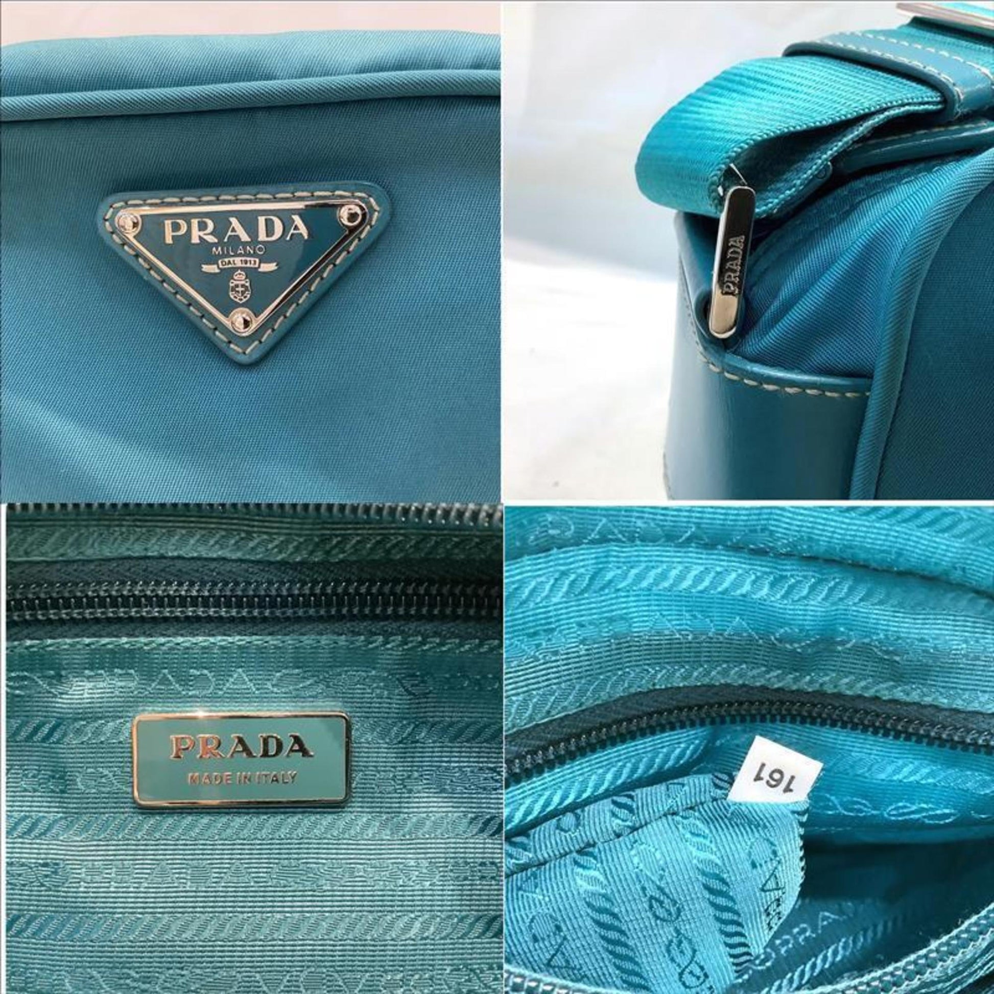 Prada Tessuto, Turquoise, NYLON, shoulder