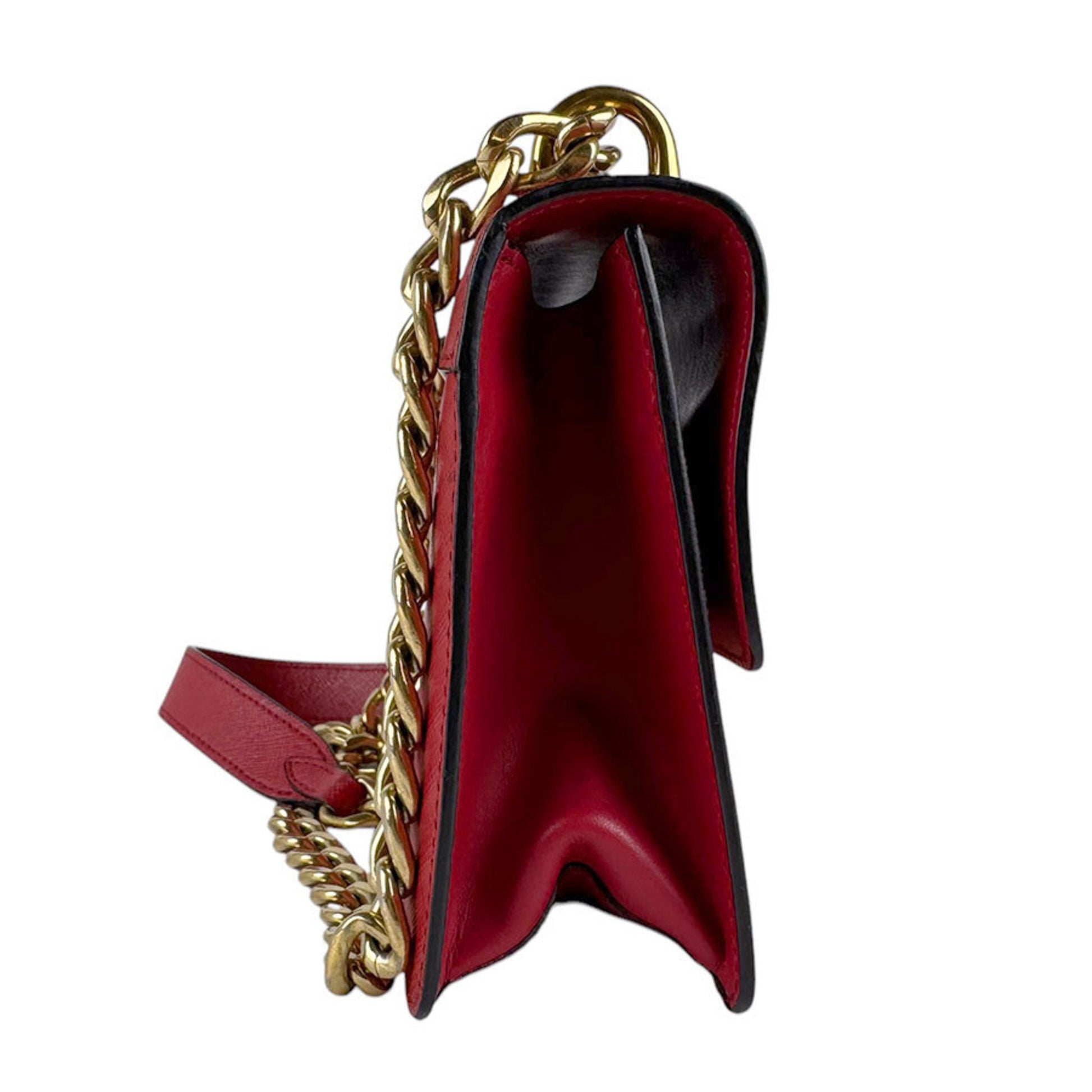 Prada Turnlock, Red, Leather, shoulder