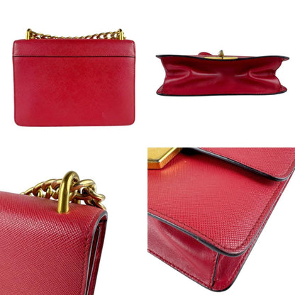 Prada Turnlock, Red, Leather, shoulder