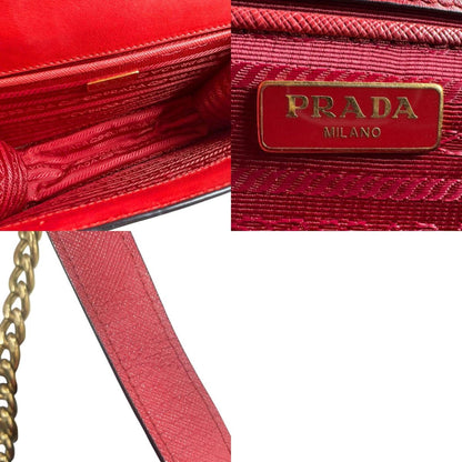 Prada Turnlock, Red, Leather, shoulder
