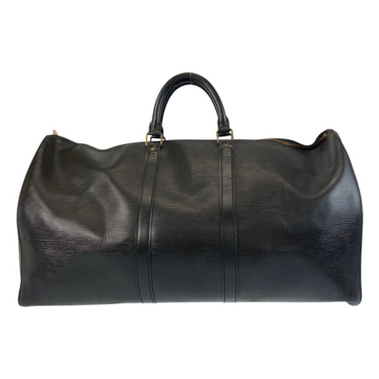 Louis Vuitton Keepall 55, Black, Leather, travel