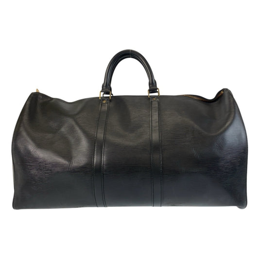 Louis Vuitton Keepall 55, Black, Leather, travel