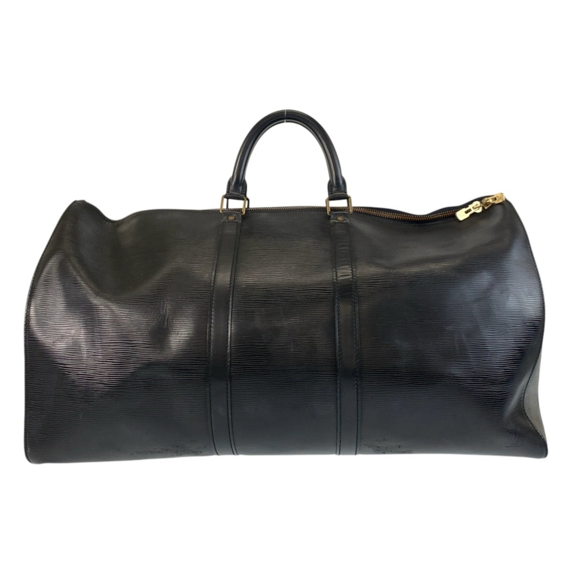 Louis Vuitton Keepall 55, Black, Leather, travel