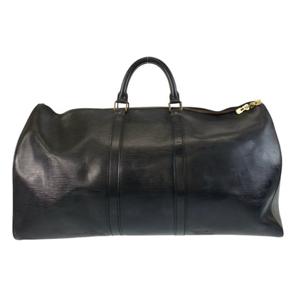 Louis Vuitton Keepall 55, Black, Leather, travel