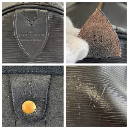Louis Vuitton Keepall 55, Black, Leather, travel