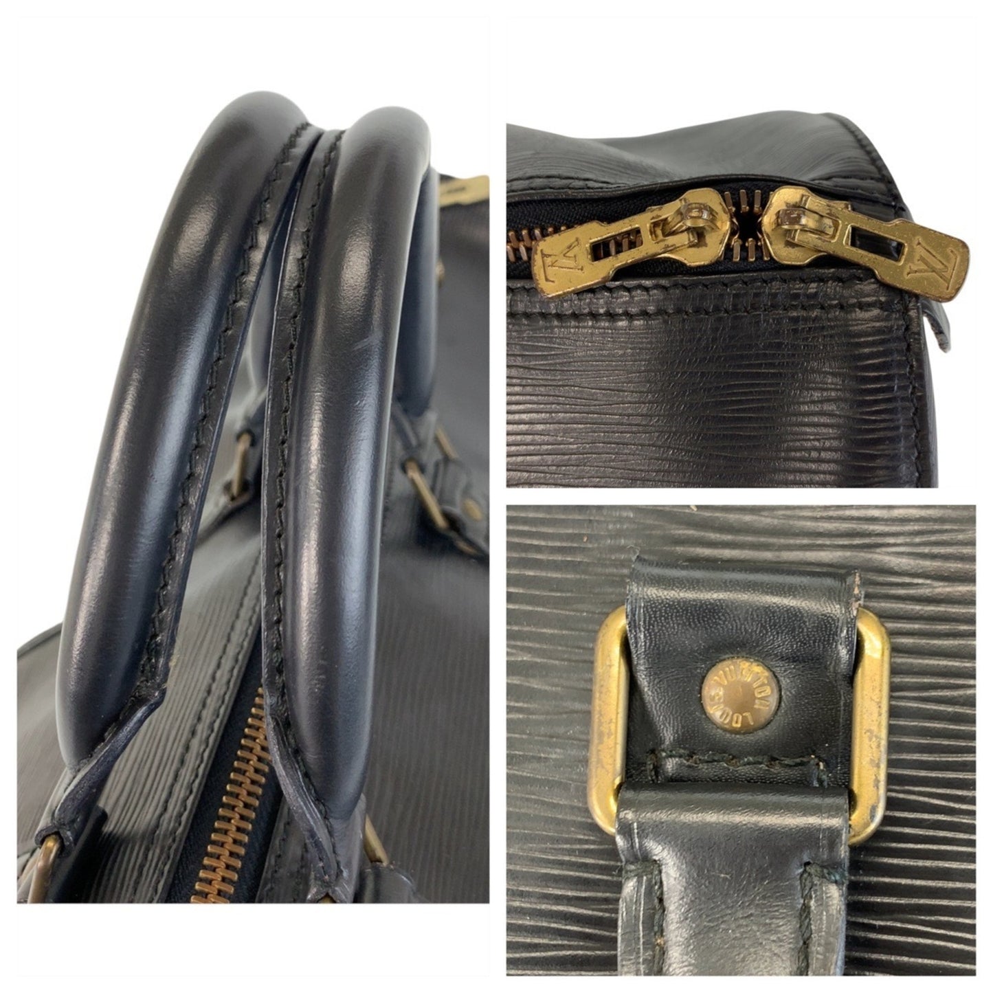 Louis Vuitton Keepall 55, Black, Leather, travel