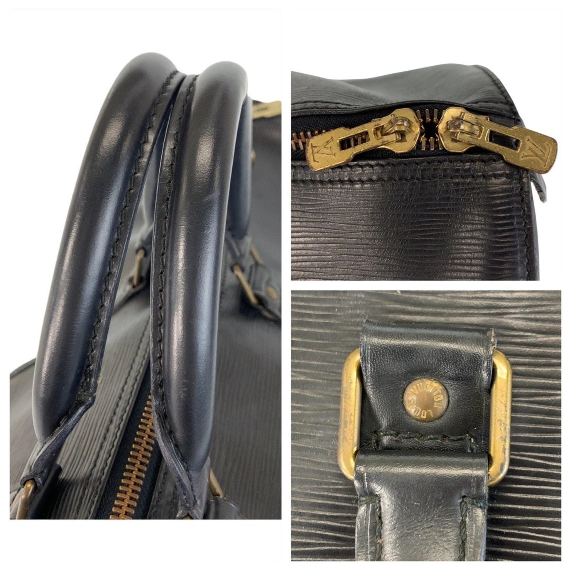 Louis Vuitton Keepall 55, Black, Leather, travel