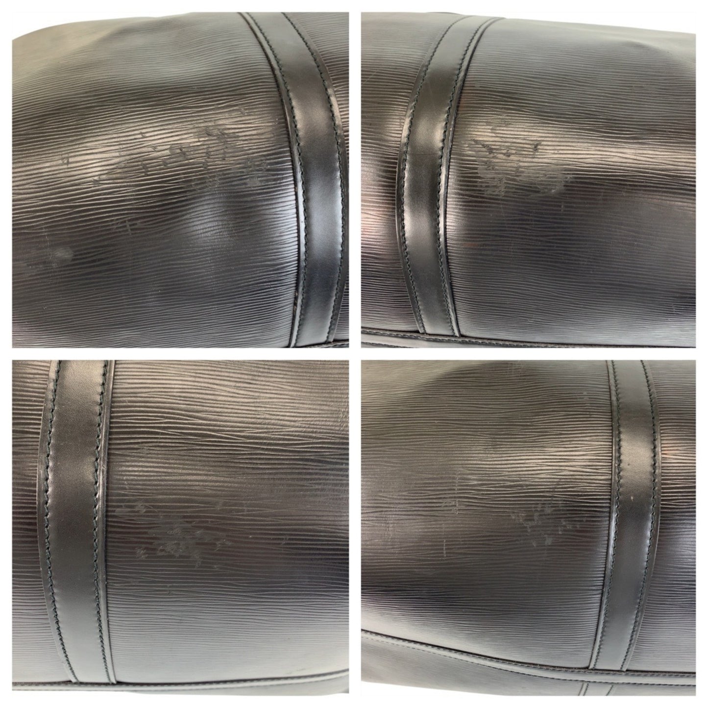 Louis Vuitton Keepall 55, Black, Leather, travel