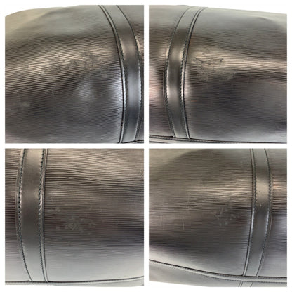 Louis Vuitton Keepall 55, Black, Leather, travel