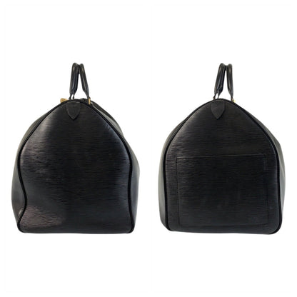 Louis Vuitton Keepall 55, Black, Leather, travel