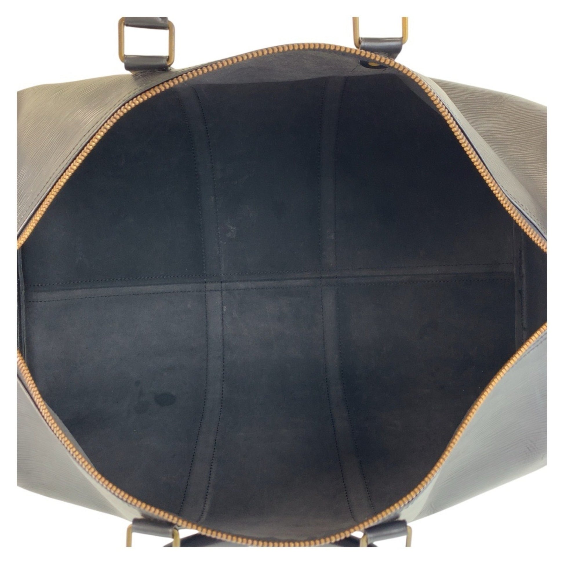 Louis Vuitton Keepall 55, Black, Leather, travel