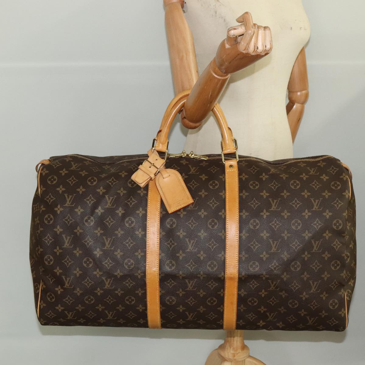 Louis Vuitton Keepall 60, Brown, Canvas, travel