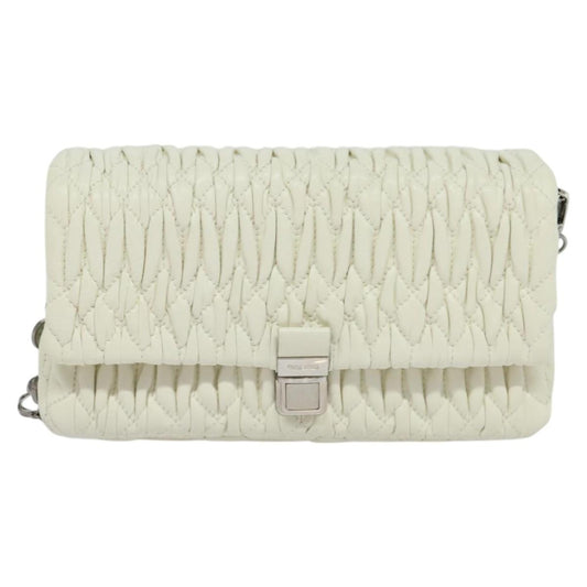 Miu Miu Crystal, White, Leather, shoulder