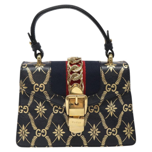 Gucci Sylvie, Navy, Leather, handbag